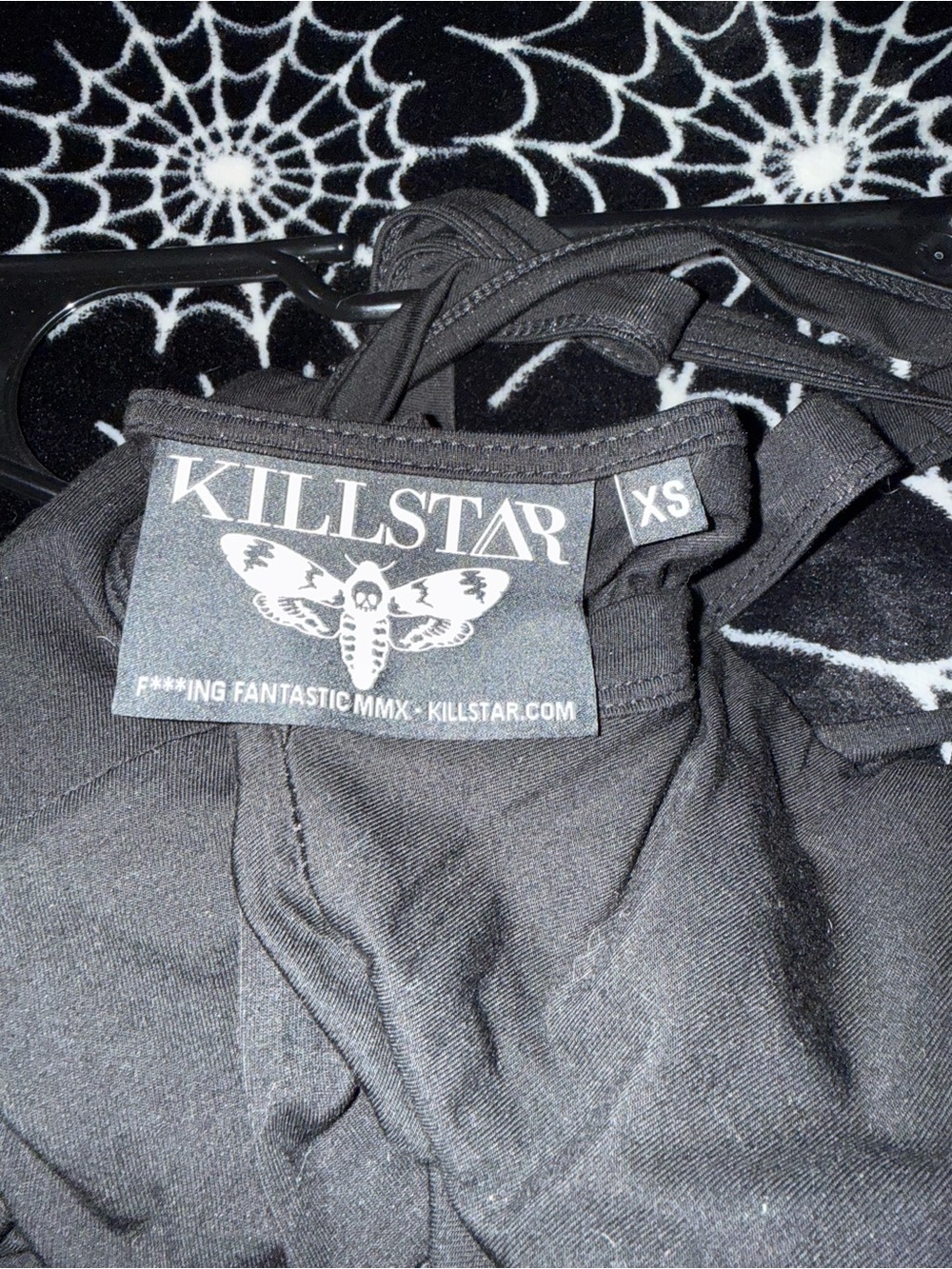Killstar Black Crisscross Strap Mini Skater Dress - Picture 2 of 5